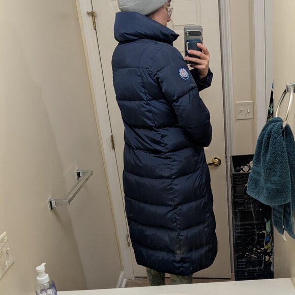 Puffy Down Parka, Navy Blue, Vintage - Picture 3 of 13